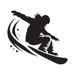 snowboard vector silhouette clip art logo design illustration. abstract snowboard icon set collection