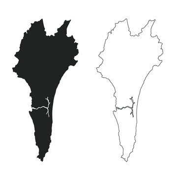 Map of Moh&eacute;li, Comoros Mwali island Africa vector geography outline black white territory region country border shape contour graphic