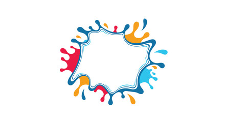 Obraz premium Colorful abstract paint splash border with a white empty space in the middle.