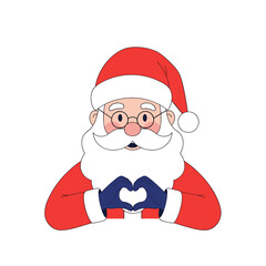Cheerful santa claus making a heart shape with his hands isolated on, spreading love and joy this christmas season, perfect for holiday greetings and designs