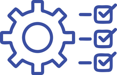 An outline icon of managing settings, project orders, and technical support checklists. 