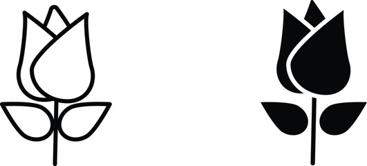 rose icon vector graphic illustration  with white background flat hand made icon fill icon .