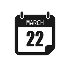 Vector icon page day calendar - 22 March month