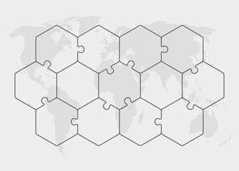 Puzzle diagram infographic process on 13 parts