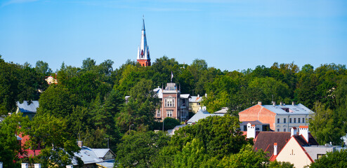 Panoramic view of Toomemägi (Cathedral Hill) in the Old Town of Tartu, Estonia