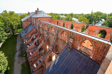 Flying buttresses of Tartu Cathedral aka Dorpat Cathedral, a former catholic church in Tartu (Dorpat), Estonia