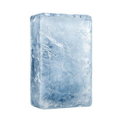 Single ice block isolated on transparent background
