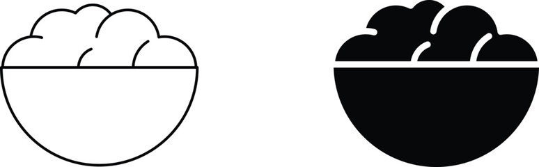 Rice bowl  icon vector graphic illustration  with white background flat hand made icon fill icon .