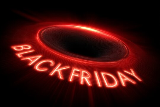 The black friday sale is being promoted with neon light effects and a design that includes torn paper edges
