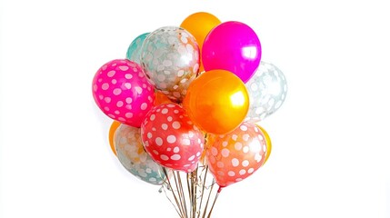 Vibrant party balloons are showcased on a clean white background in isolation