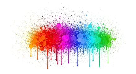 Vibrant rainbow paint splatter background for eye-catching designs, perfect for adding creative flair to your next project or marketing campaign