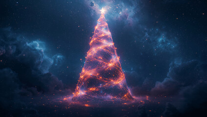 AI-generated image of a celestial Christmas tree 