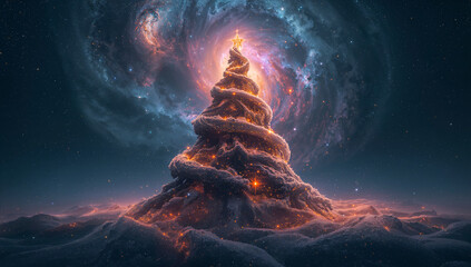 AI-generated image of a celestial Christmas tree 