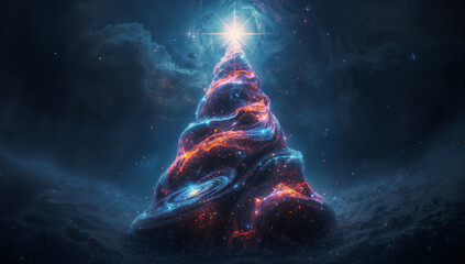 AI-generated image of a celestial Christmas tree 