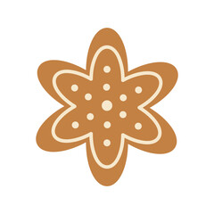 Cute cartoon Christmas gingerbread star. Isolated white background. Vector illustration