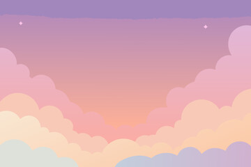 Colorful Pastel Gradient Sky with Clouds vector illustration