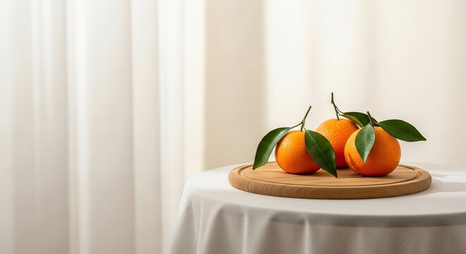 Brighten Your Day with Fresh Oranges on a Wooden Board, Perfect for Healthy Lifestyle Content and Delicious Culinary Creations, Simple Pleasures
