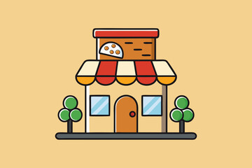 Pizzeria Dining Room Cartoon vector illustration