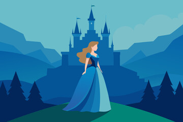 Fairytale Princess Castle Background vector illustration