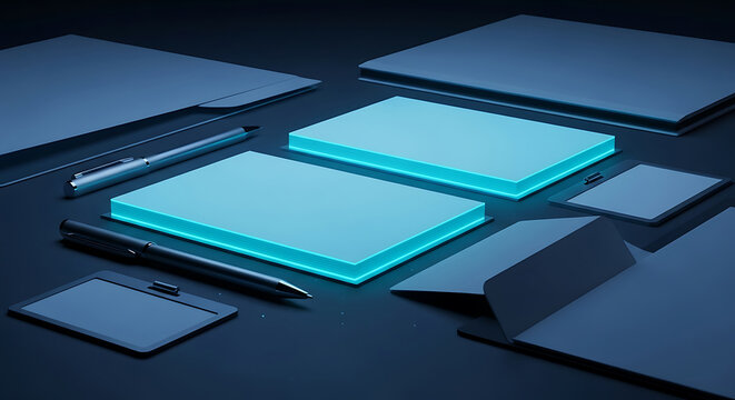 Sleek blue stationery set for professional modern branding