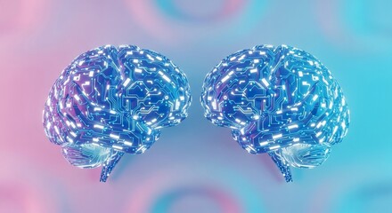 Explore advanced artificial intelligence with futuristic brain design, showing neural networks, machine learning and innovative tech breakthrough ideas