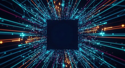 Enter the digital realm with this stunning network of vibrant glowing connections ready to elevate your innovative high tech creative projects