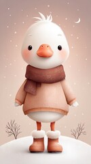duck in winter cartoon