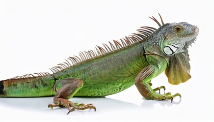 green iguana isolated on white background