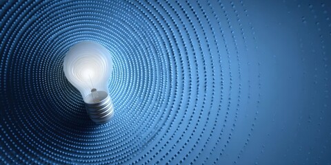 Vector Light Blue Tech Circle with LED Lamp Bulb on Blue Background