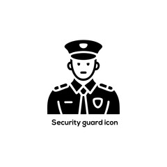 Security guard officer icon in uniform, flat silhouette avatar symbol for safety services, protection apps, access control design projects