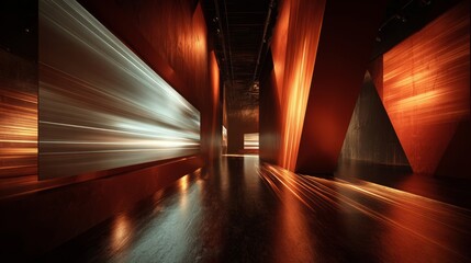 An efficient work environment is illustrated through a digital rendering of an office wall with a Productivity poster, vibrant colors, and professionals moving quickly