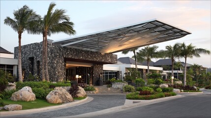 The restaurant boasts an elegant exterior with a welcoming entrance and eye-catching signage that invites customers in