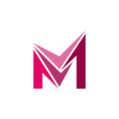 Abstract Initial Letter M Logo Design. Creative Connecting Partnership. Checkmark. Vector Logo Illustration.