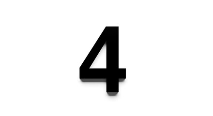 Black Number Four on White Background Minimalist Numeric Design
