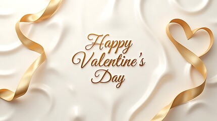Luxury Valentine’s Day Card Design With Golden Script and Ribbon Art