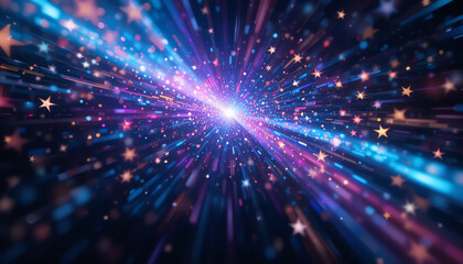Cosmic Explosion with Purple and Blue Light Trails