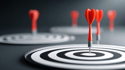A statement that reads “Red dart bullseye target accuracy focus success competition achievement motivation precision symbolize hitting goals and determination” conveys motivation