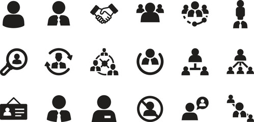 Human resources management teamwork structure recruitment and business people icons