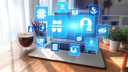 Cyber security icons show cyber attack defense, malware protection, and data security. Cybersecurity prevents hacking, ensures safety, and strengthens cyber attack resilience. Gist