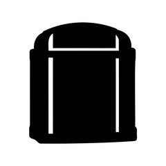 Silhouette of a dark antique luggage or trunk with handle details