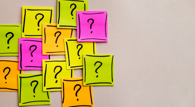 Question mark on  sticky notes