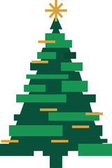 Geometric christmas tree illustration with star topper and gold accents
