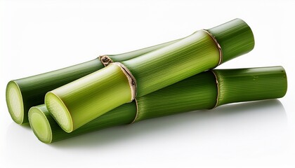 green bamboo stick isolated on white background