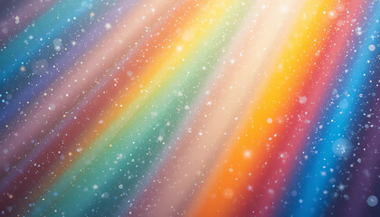 Vibrant Rainbow Light Streaks with Sparkling Snowfall