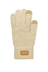 Cozy Textured Beige Winter Glove with Smart Touch Fingertips on Transparent Background