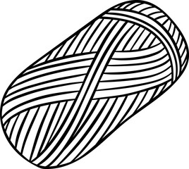 Traditional yarn skein for knitting depicted as a simple black and white doodle icon. Sketch style illustration of wool thread for craft projects and knitting accessories