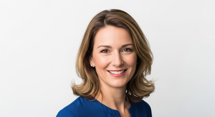 Smiling professional woman feeling confident and happy representing success isolated on white background