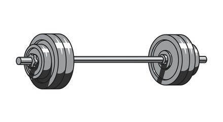 A stylized illustration of a silver barbell with weights on each side, symbolizing fitness and strength.