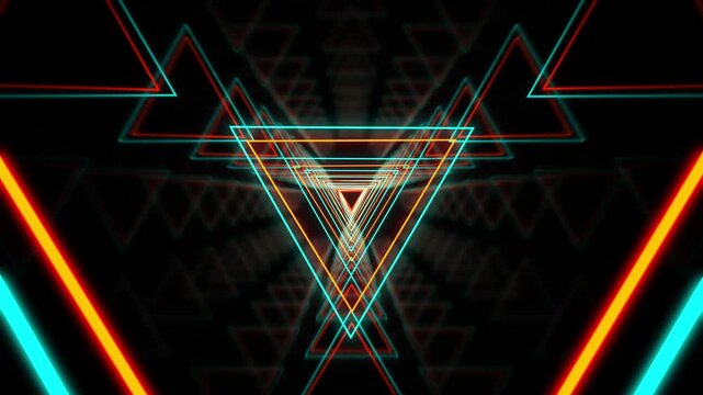 VJ Loop Neon Cyber Room Teal and Orange 20 second 