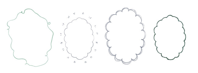 Watercolor set of a whimsical doodle frames. Cozy winter design. Hand painted element for invitation, social media and posters.